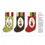 Baumwollstoff Patchworkstoff *Cream Stocking* Panel Weichnachtsstiefel Stocking Stiefel Christmas Elfen rot grün creme 2295P-33