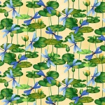 Baumwollstoff Patchworkstoff *Yellow Dragonfly & Waterlily* Libelle Seerose gelb blau grün HG 2887-33